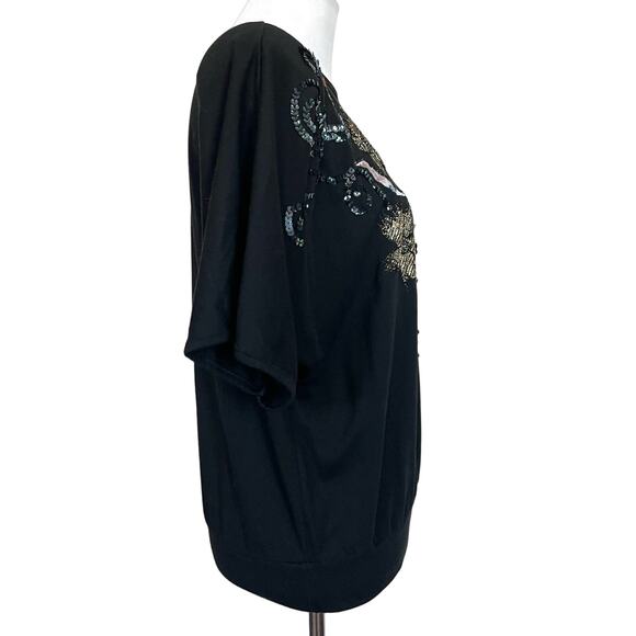 Vintage 80s 90s Women’s Top Embellished Seauin Beads Shoulder Pads Uno Una Sz L - Picture 8 of 9